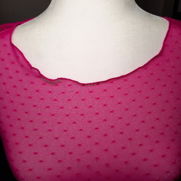 Free People On The Dot Mesh Baby Tee in Bright Pink - Picture 5 of 10